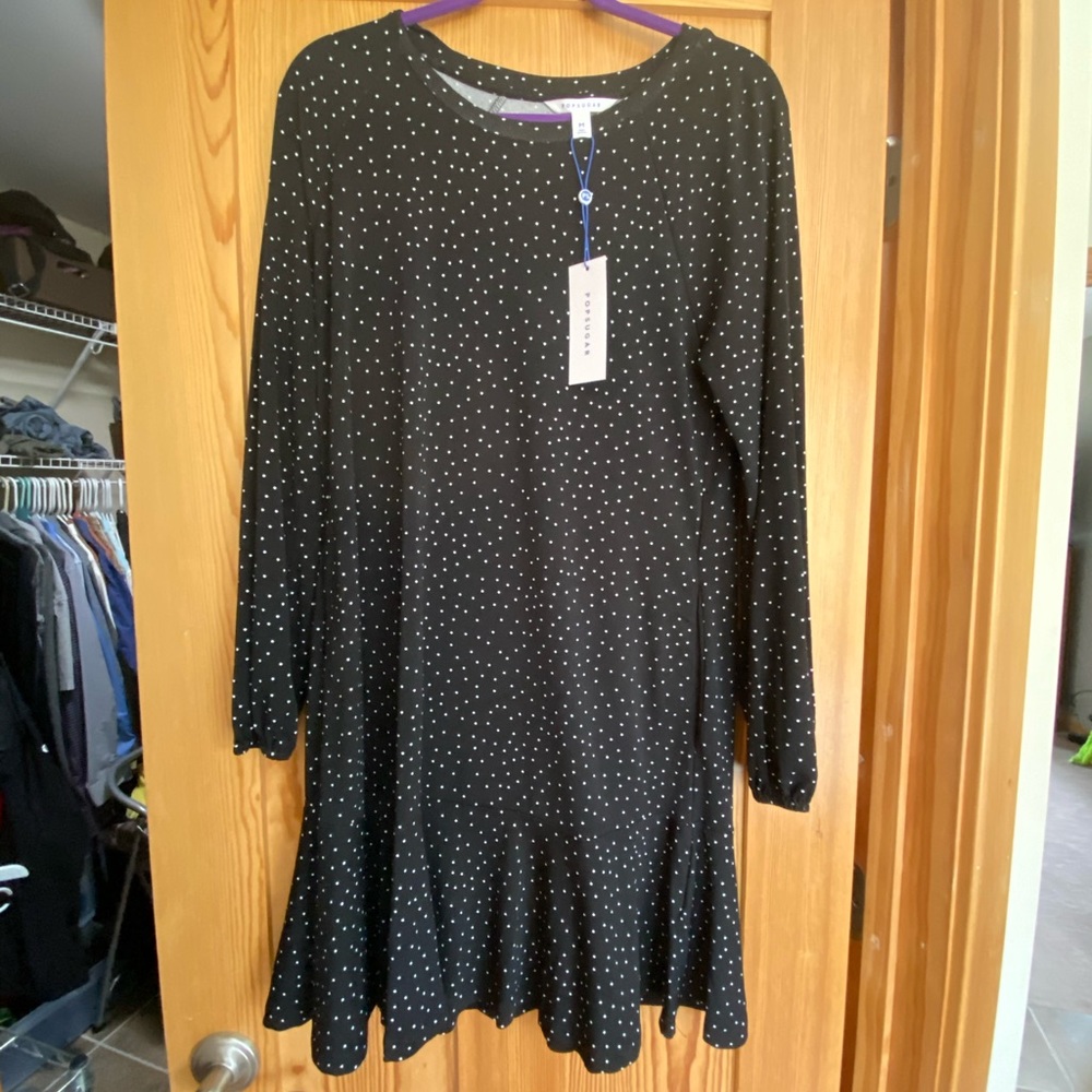 Pop Sugar dress-Kohl’s. Black w white polka dots.